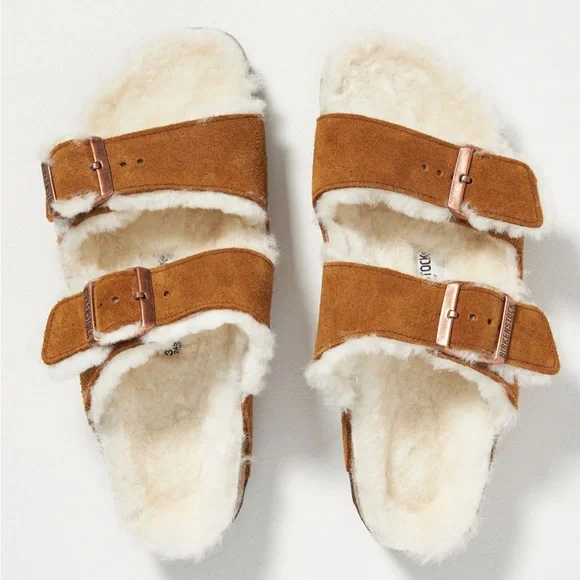 NWT Birkenstock Arizona Fur Lined Shearling Sandals - Picture 2 of 10